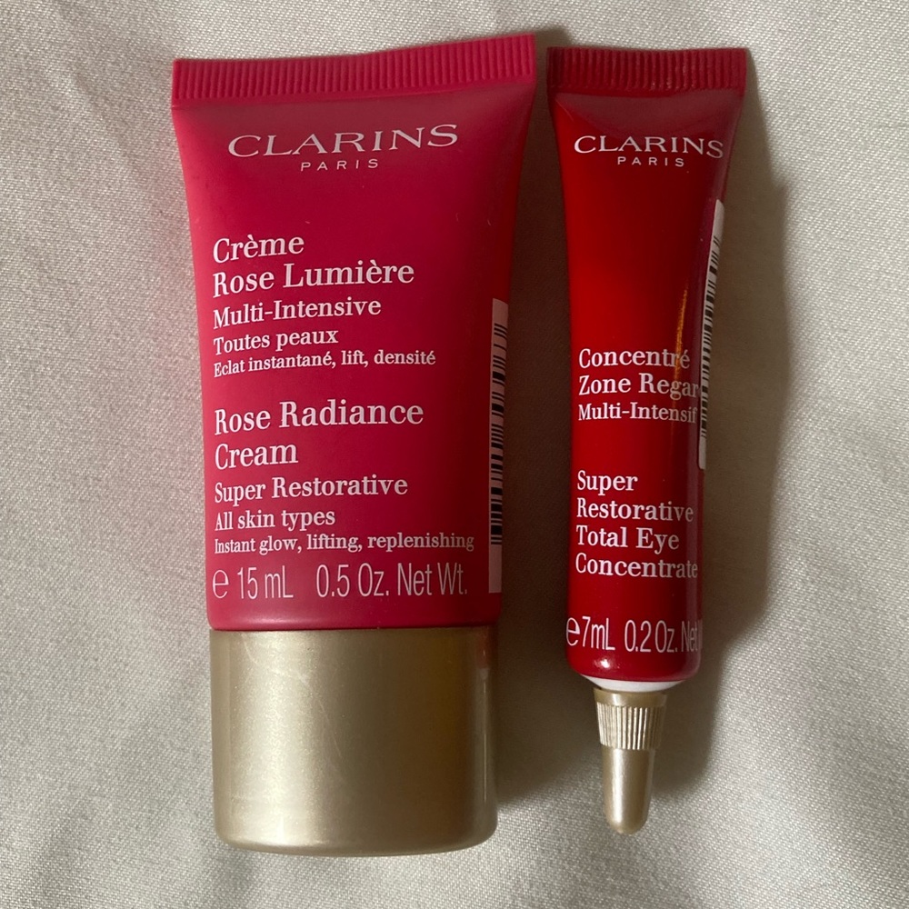 2 Pc. Clarins Rose Radiance Cream and Eye Concentrate - Picture 2 of 4